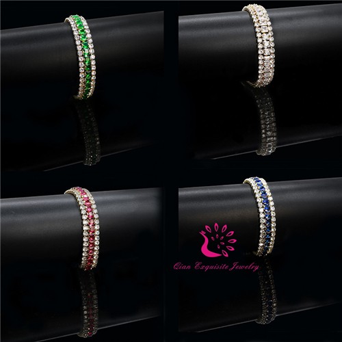 3 Rows CZ Wedding  Bracelet