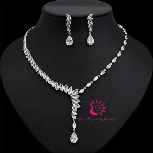 CZ Wedding Earring and Necklace Set