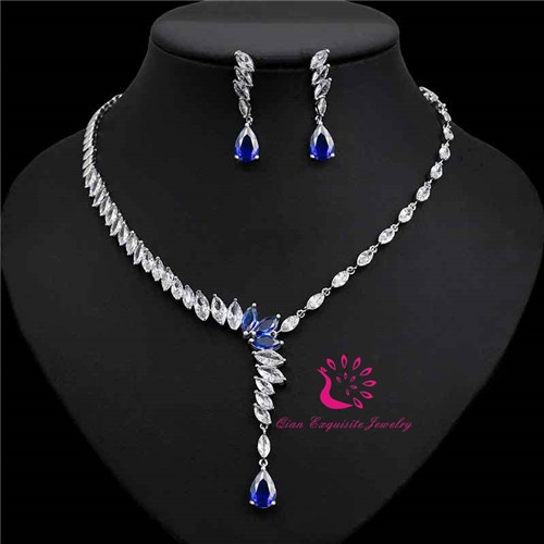 CZ Wedding Earring and Necklace Set