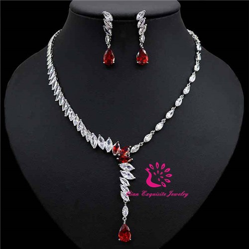 CZ Wedding Earring and Necklace Set