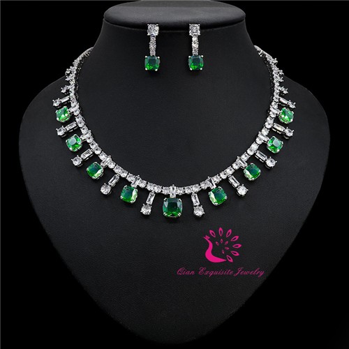 CZ Wedding Earring and Necklace Set