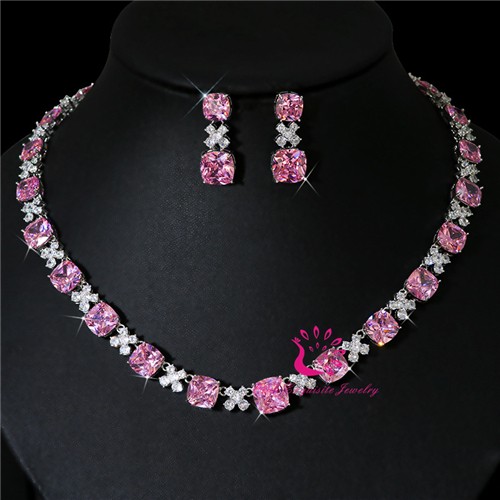 CZ Wedding Earring and Necklace Set